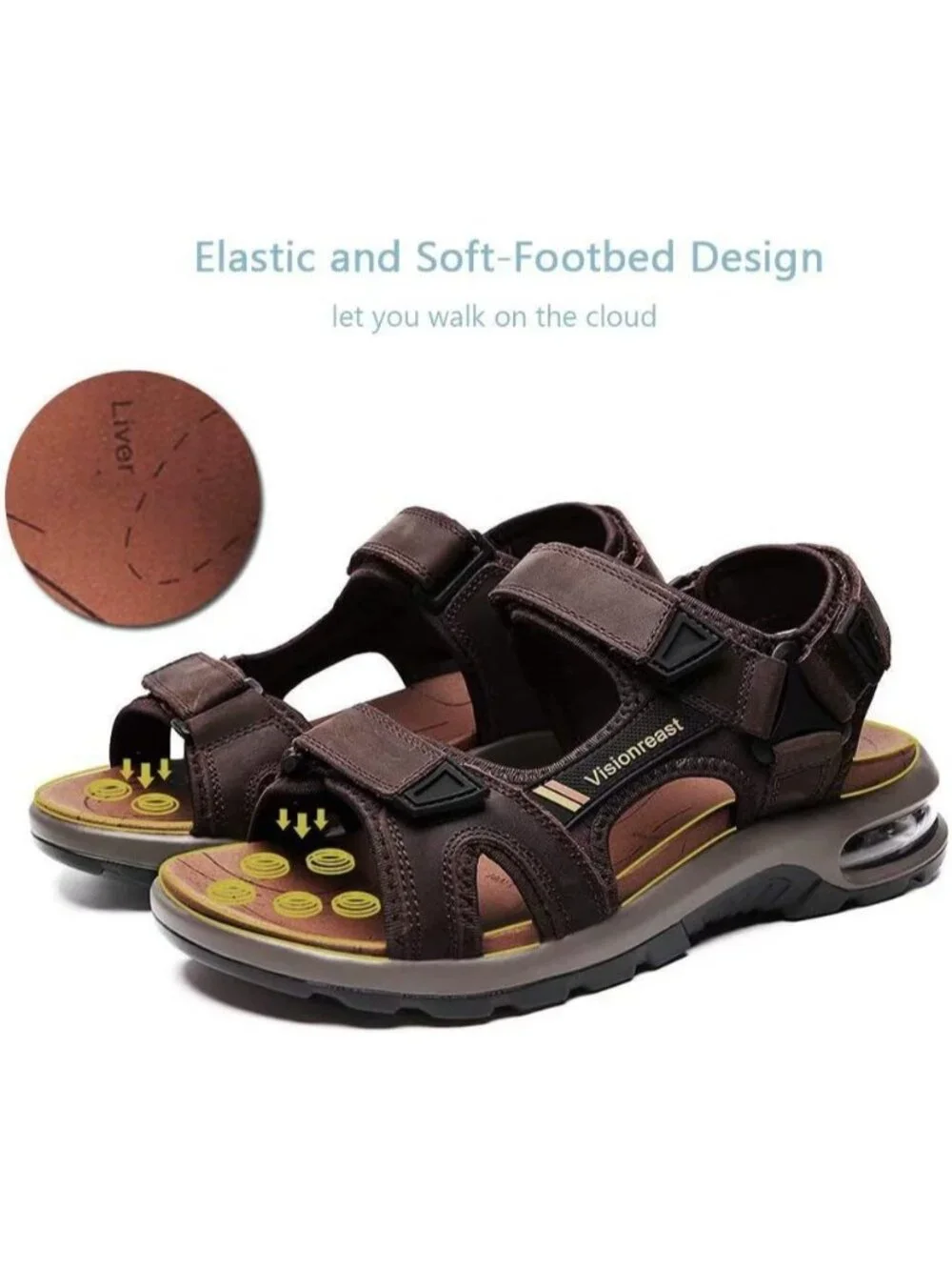 Men Dark Brown Athletic Sandals Open Toe Hiking Outdoor Non-slip Sandals Casual